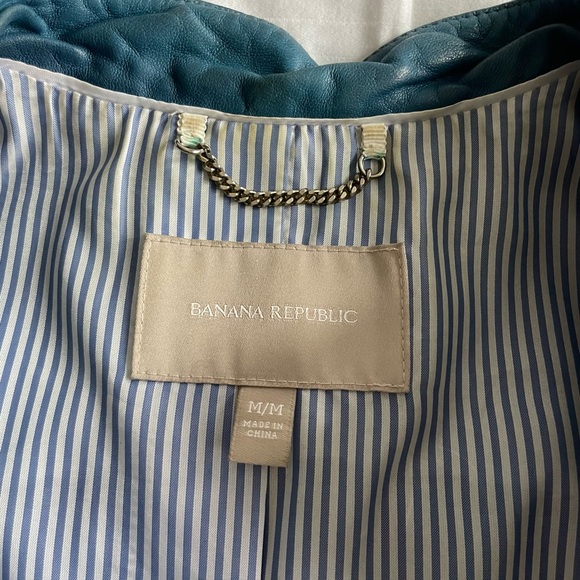 Blue Leather Bomber Leather Jacket Ladies - Picture 3 of 4